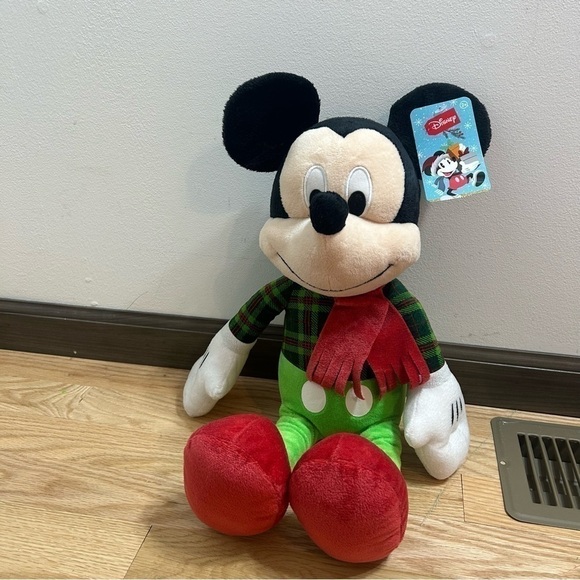 Disney Mickey Mouse Plush Stuffed Animal Winter Christmas Red Green NWT - Picture 2 of 6